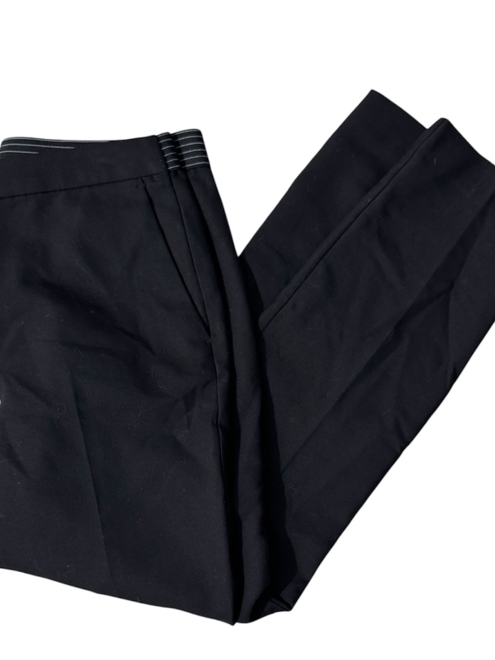 ZARA BASIC Collection Black trousers zip hem Back stripe straight leg size Lg